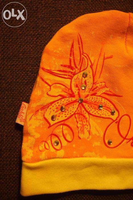 Осенняя шапка на д. персикового цвета "Габби" на 2-3 год