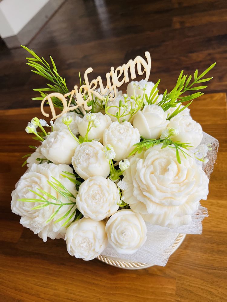 FlowerBox świeczki podziękowanie chrzest komunia handmade ślub wesele
