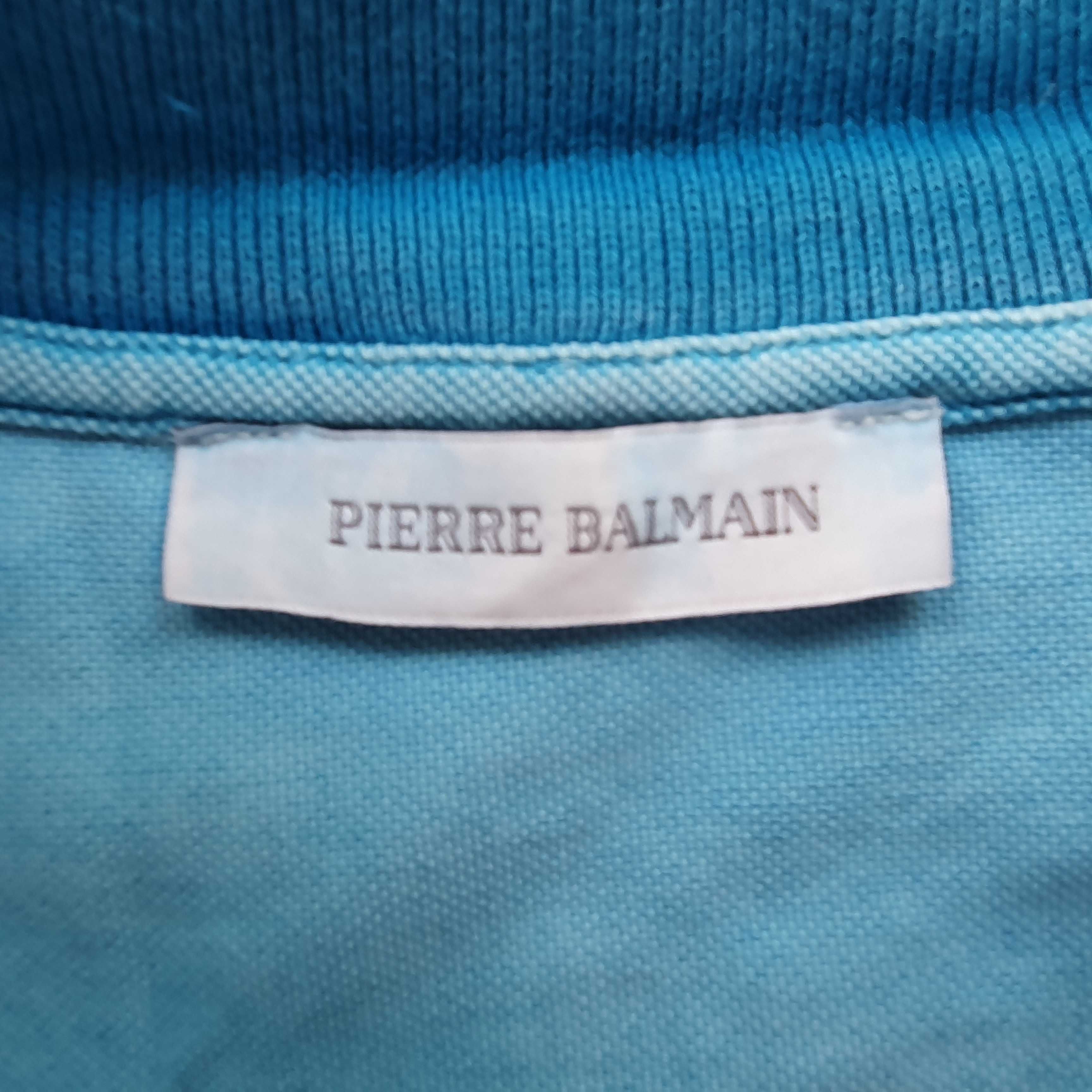 PIERRE BALMAIN faded/distressed look polo koszulka, metalowe logo, XL