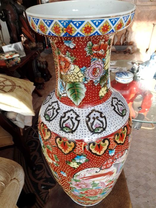 jarrao chines pintura manual  em relevo