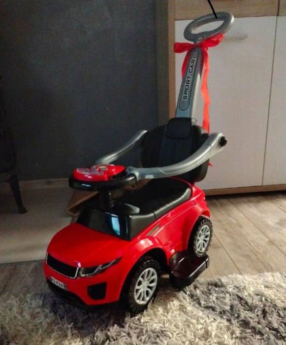 Duzy Jezdzik Samochodowy Czerwony Pchacz Zabawka Dzieci Oparcie