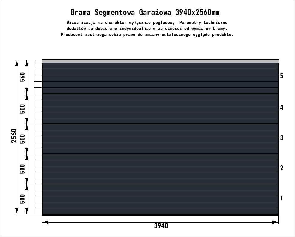 Brama Segmentowa GROS 40mm Antracyt 7016 + akcesoria do montażu