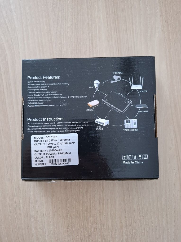 Джерело безперебійного живлення павербанк DC1018P 18W 10400mAh 5/9/12V