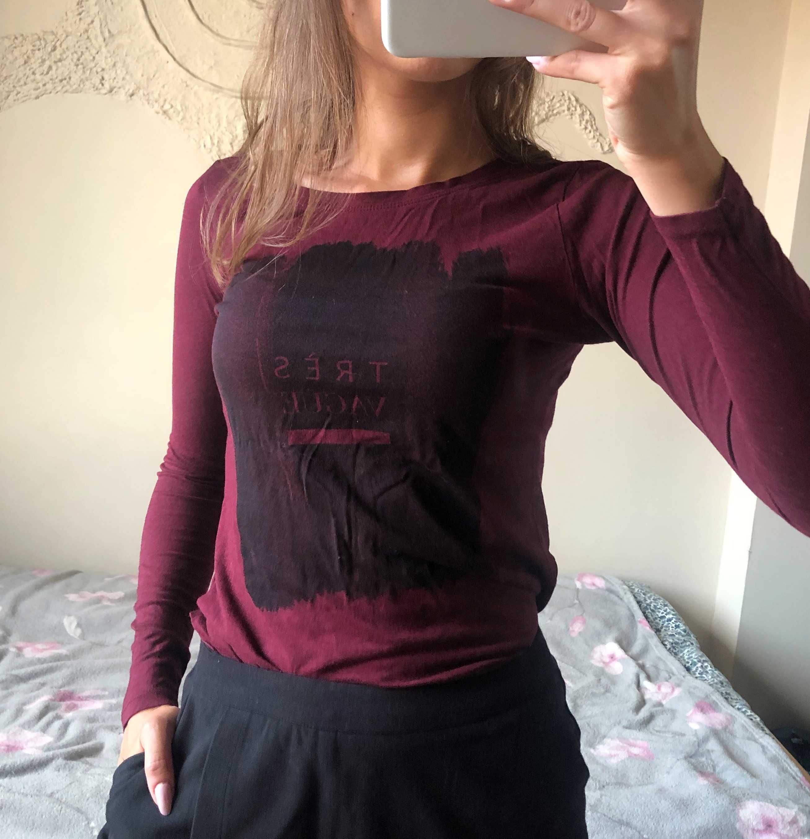 Koszulka z długim rękawem longsleeve bordowa New Yorker
