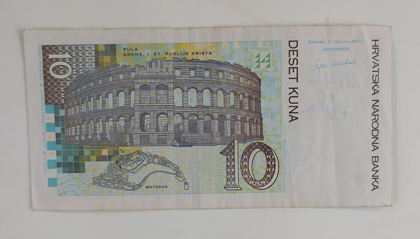 banknot 10 kuna , Chorwacja , 2001