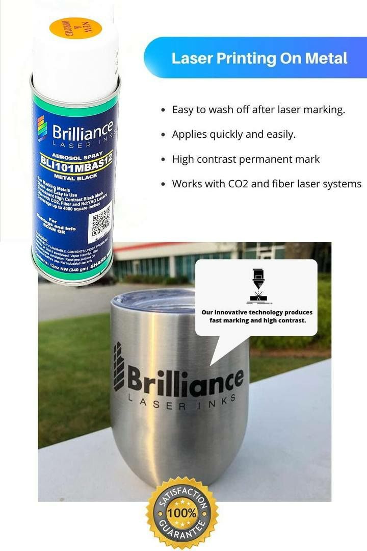 Spray para gravação a laser co2/fibra/yag em metais marca Brilliance