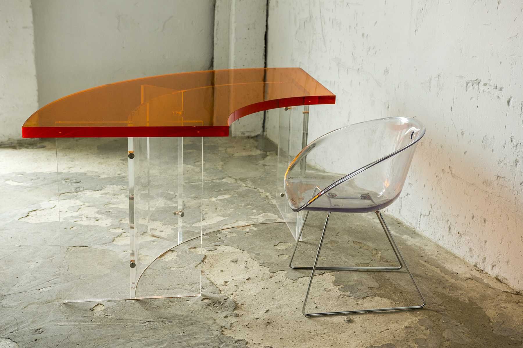Biurko akrylowe vintage design lata 60 70 plexi pleksi pleksa