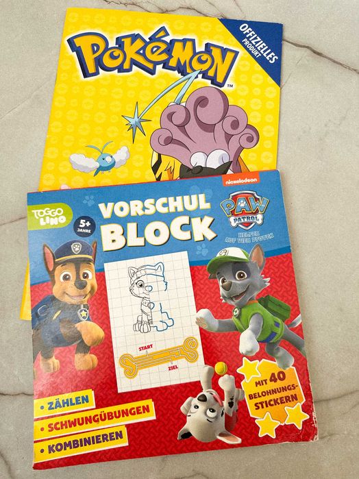 Książki edukacyjne dla dzieci ćwiczenia Pokemon Psi Patrol