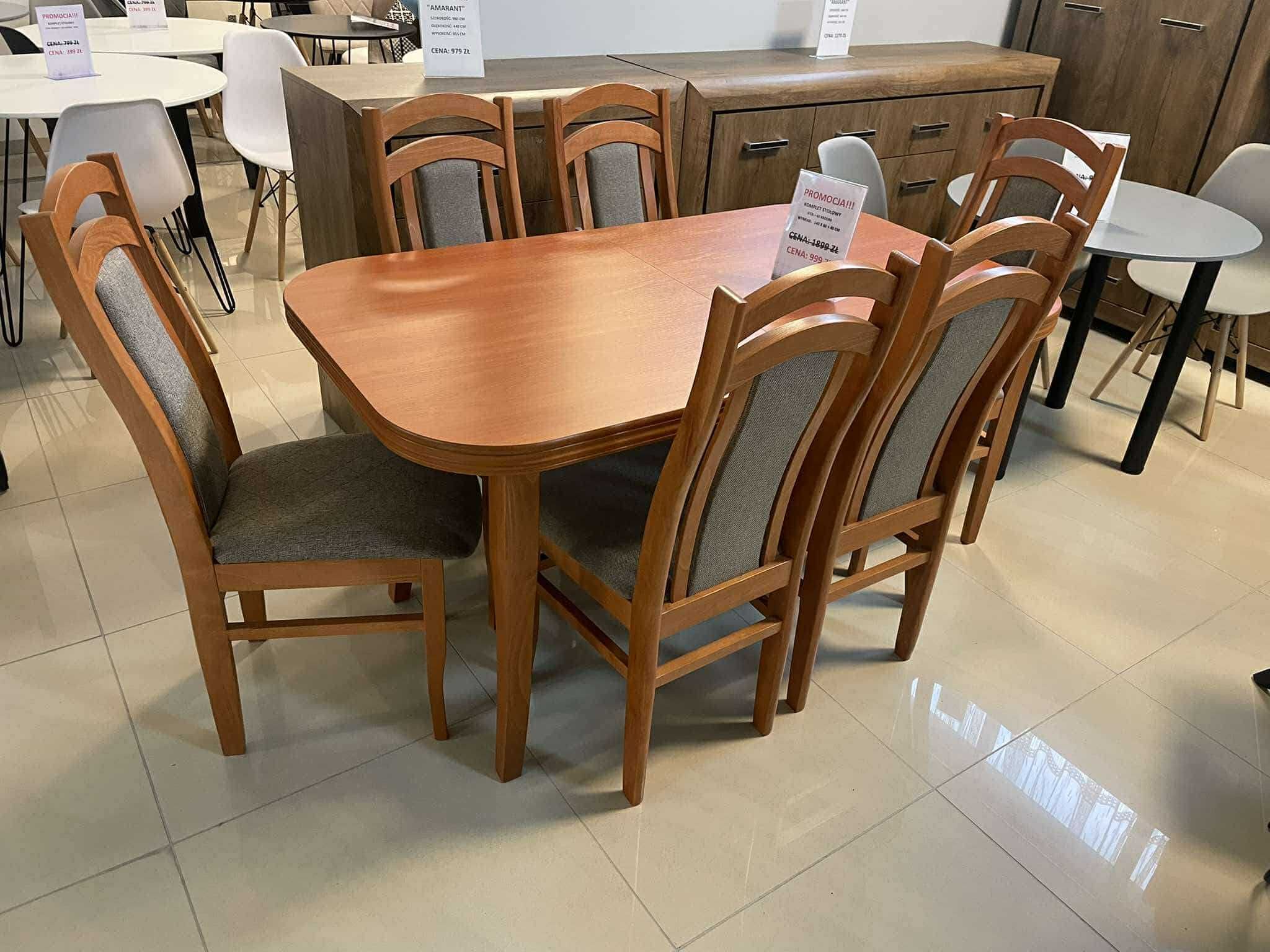 (21GR) Stół rozkładany + 6 krzeseł, olcha , wyprzedaż 1199 zł