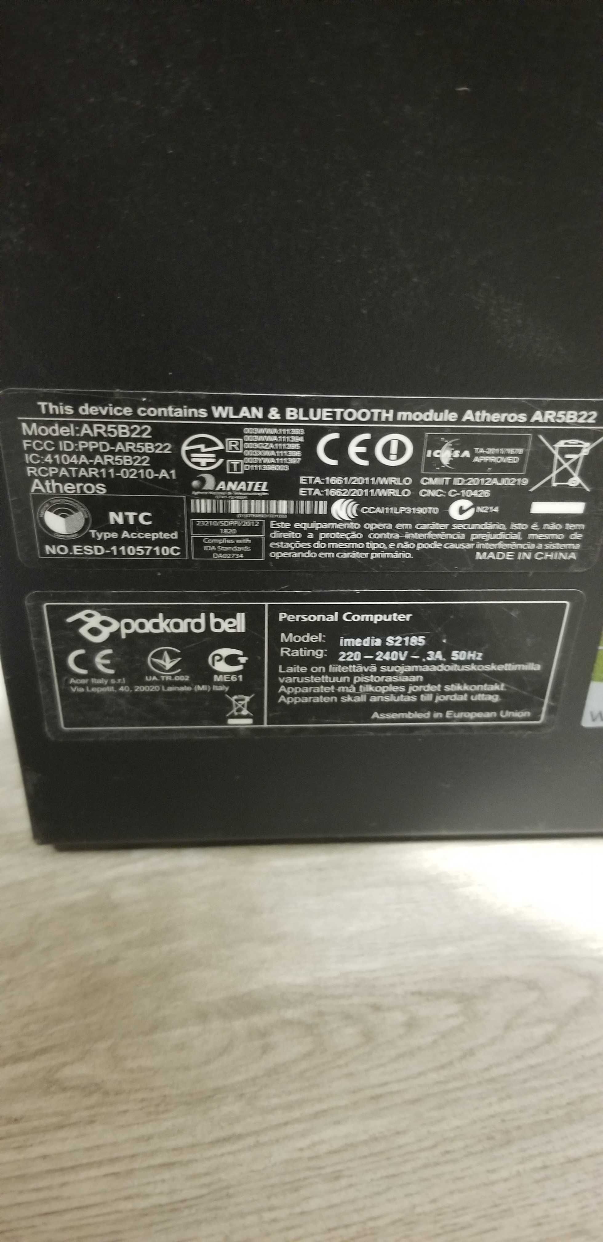 Комп'ютер  Packard bell imedia s2185 ddr3-4Gb/Hdd-250 gb