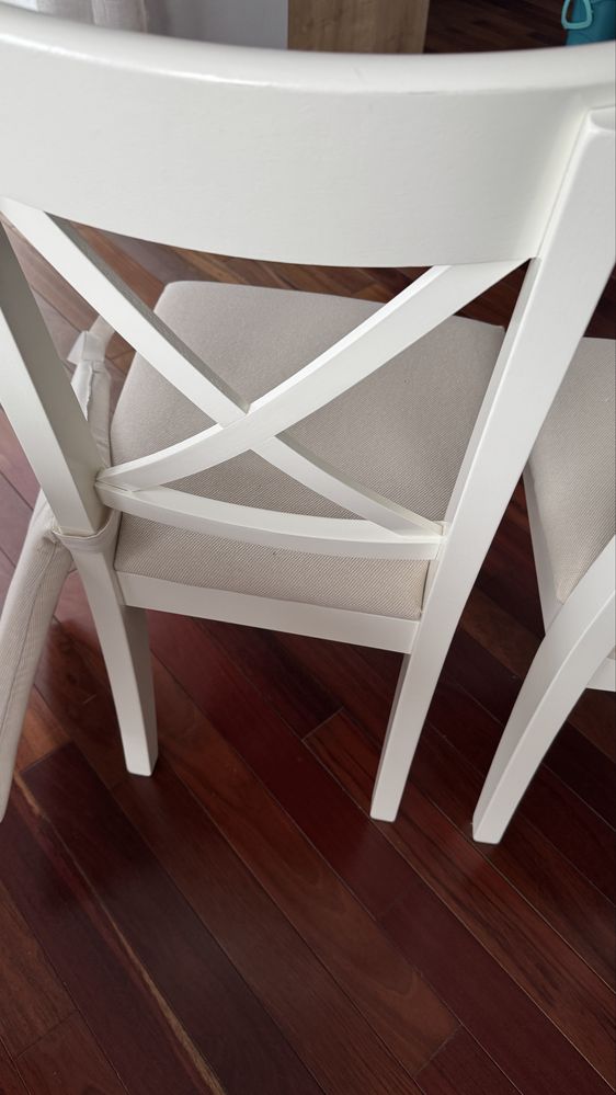Ikea INGOLF dwa krzesła, biały/Hallarp beżowy