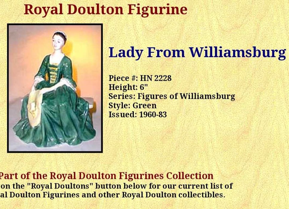**DAMA w zielonej sukni na ławce Royal Doulton 1959+