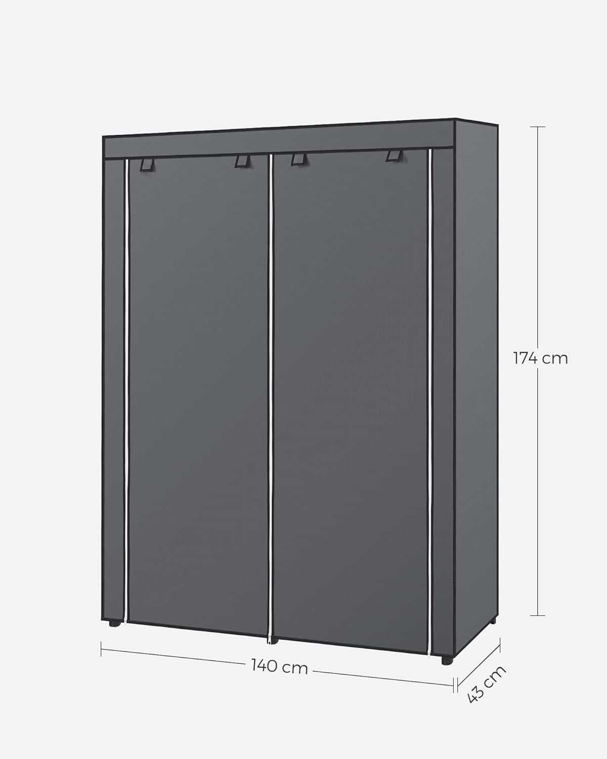 SONGMICS Szafa z drążkami na ubrania 140 x 43 x 174 cm