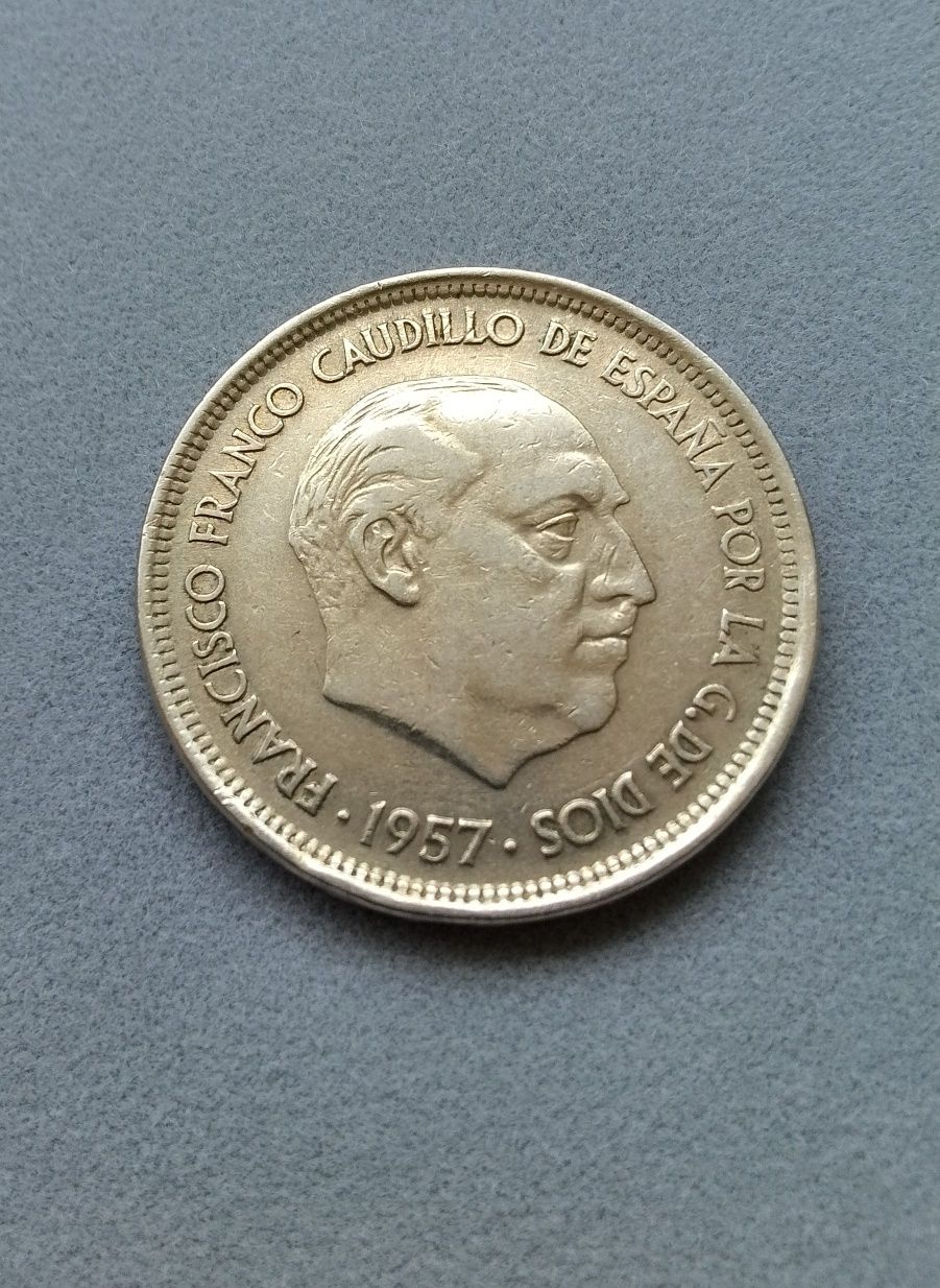 Moneta 50 pesetas 1957 *58 rant UNA LIBRE GRANDE ultra rare