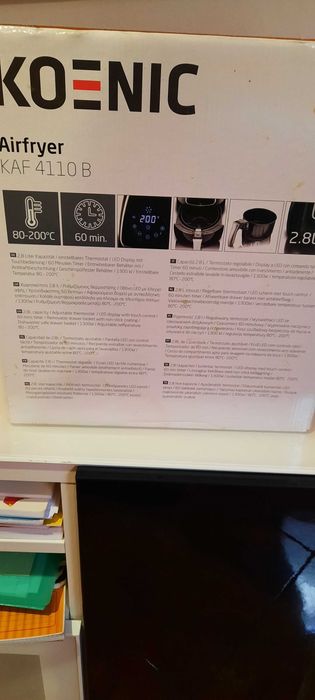 Fritadeira Ar Quente (Airfryer) Koenic 2,8 litros 1300 Watts