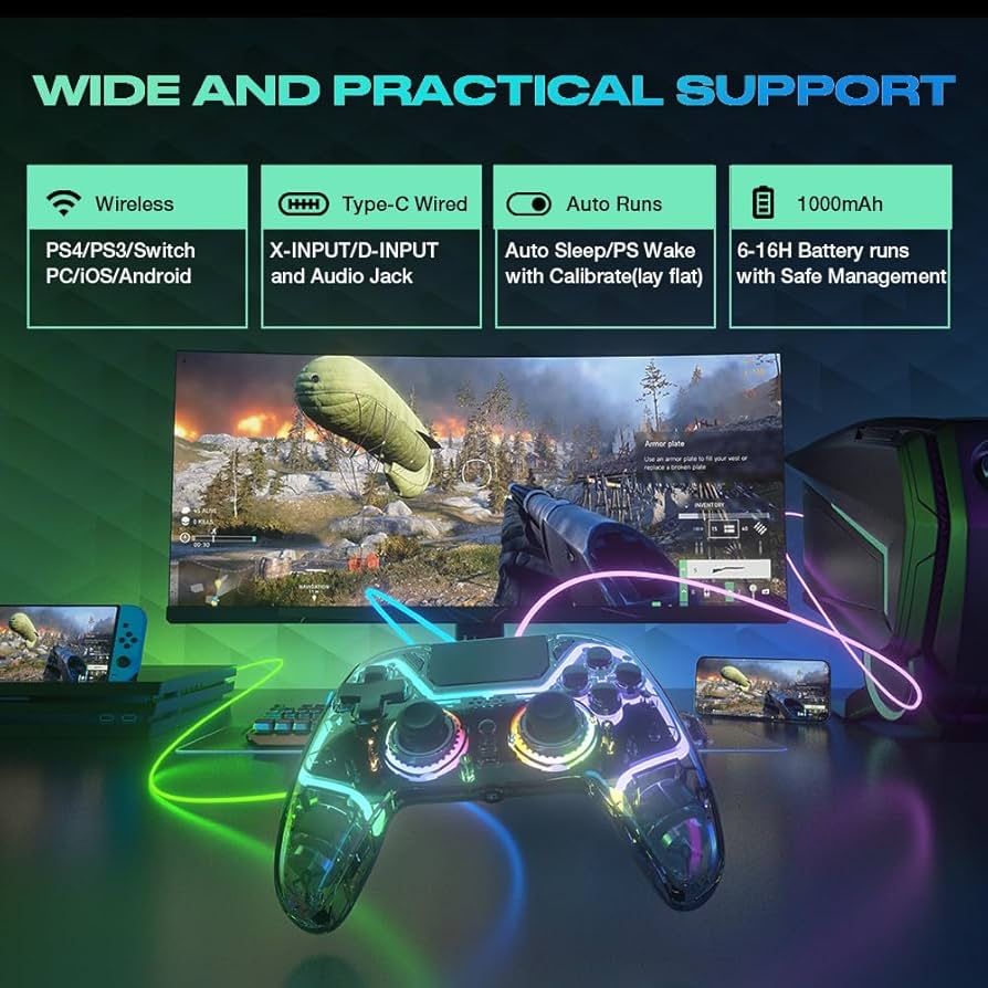 Бездротовий контролер AUROCE для PS4/PS3/Switch/ПК