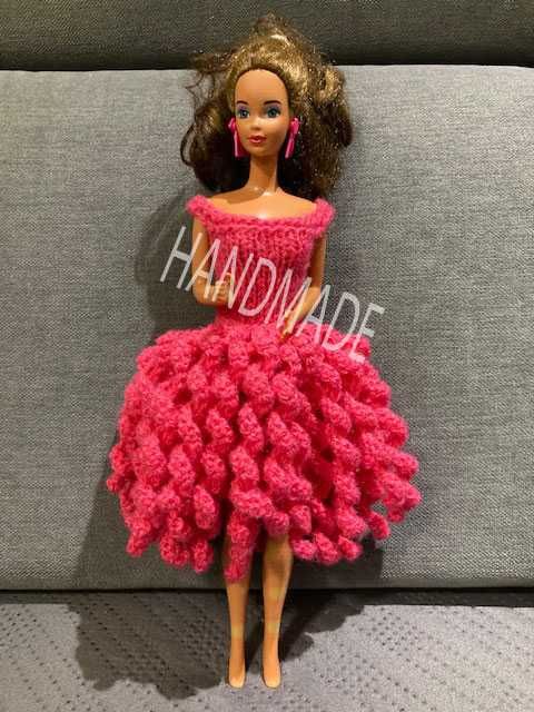 Sukienka dla lalki Barbie - handmade - mocny róż