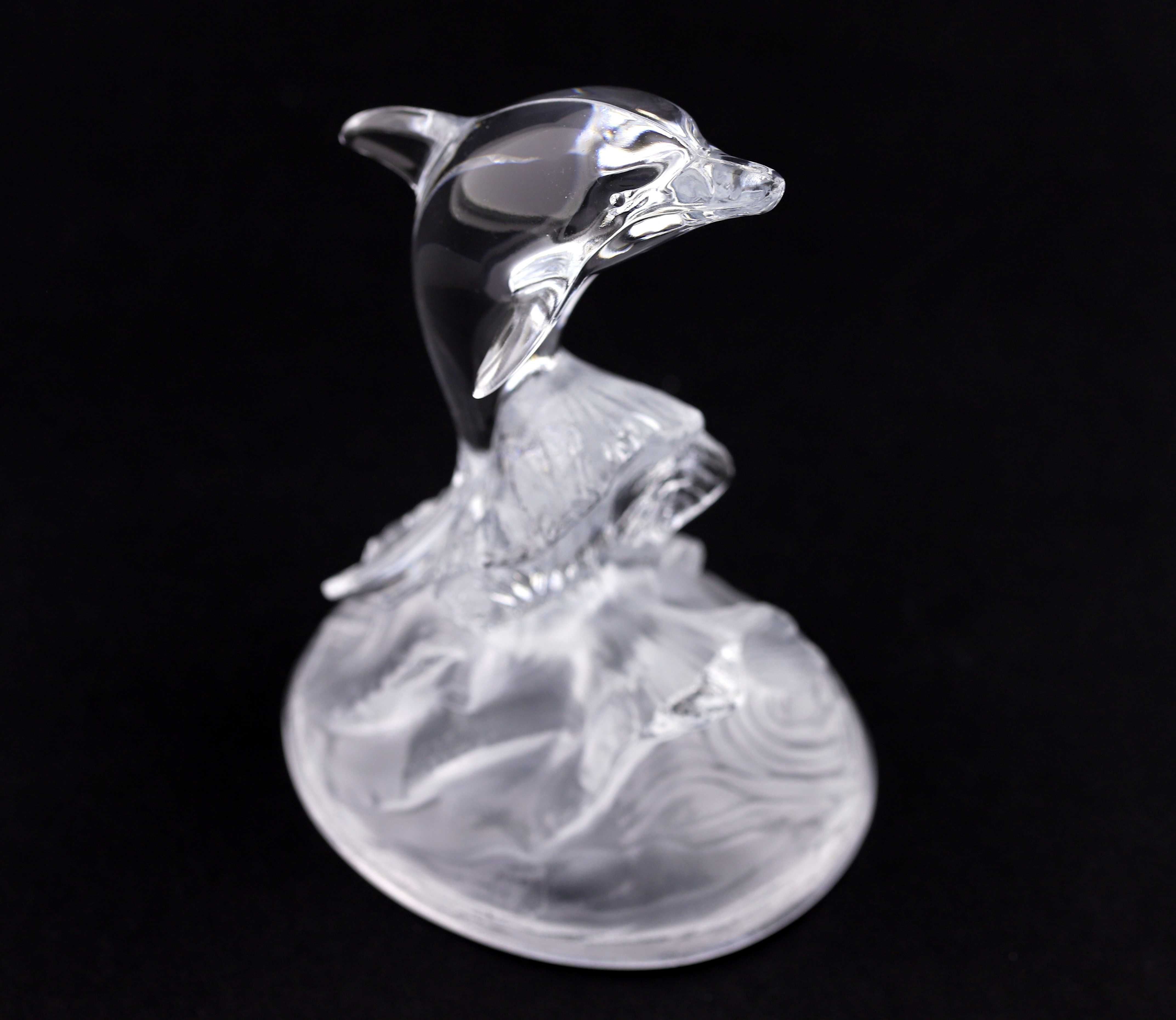Figurka delfin Cristal d'Arques kryształowa przycisk do papier Francja