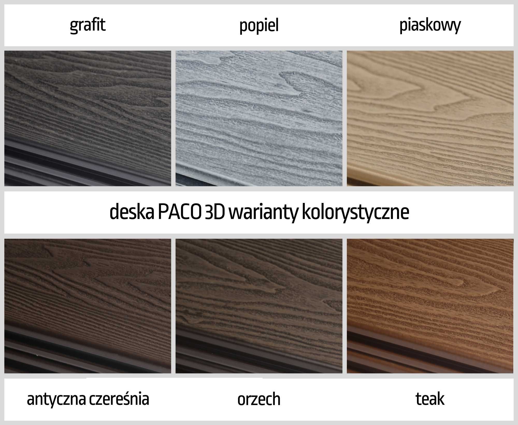 deska tarasowa kompozytowa PACO 3D PACO RYFLOWANA różne dł. do 1,3m
