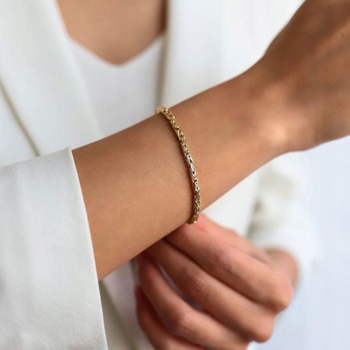 Złota Bransoletka Dla Kobiety Splot Królewski 20cm Srebro 925/585 + Gr