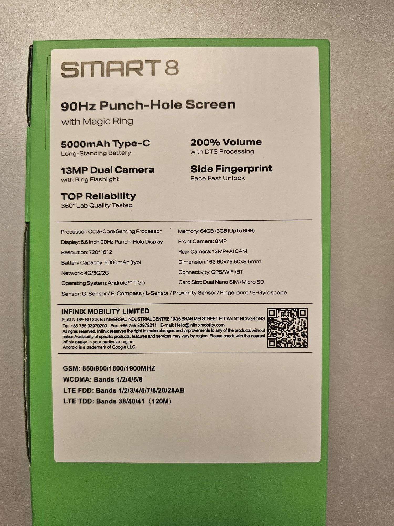 Infinix smart 8 nieużywany z gwarancją do 1.10.2026