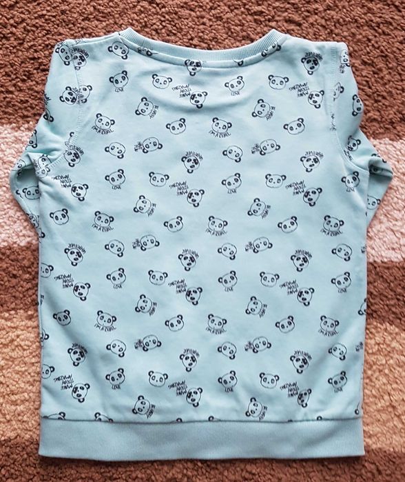 Bluza / bluzka r. 158 / 164, panda, brokat, zielona, miętowa, aplika