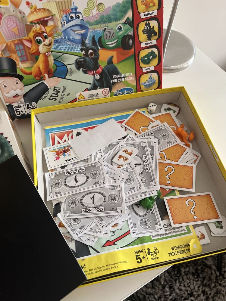 Zestaw gier gry planszowe 5 sekund Monopoly junior  m&m sorter pudelko