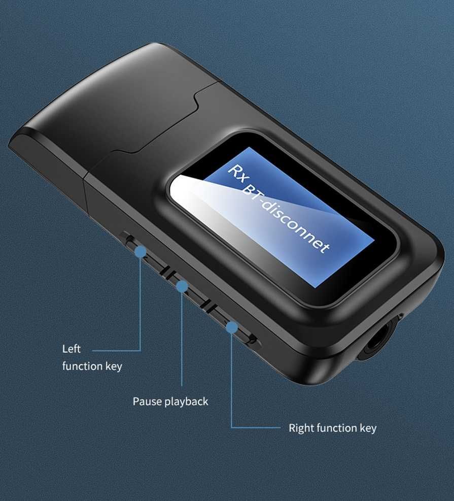 Nadajnik - odbiornik audio Bluetooth 5.0 z wyświetlaczem LCD BT-2IN1