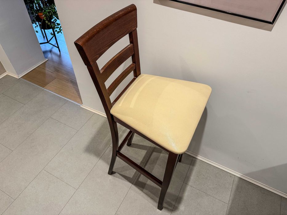 Krzesła barowe kuchenne 2 szt. lite drewno