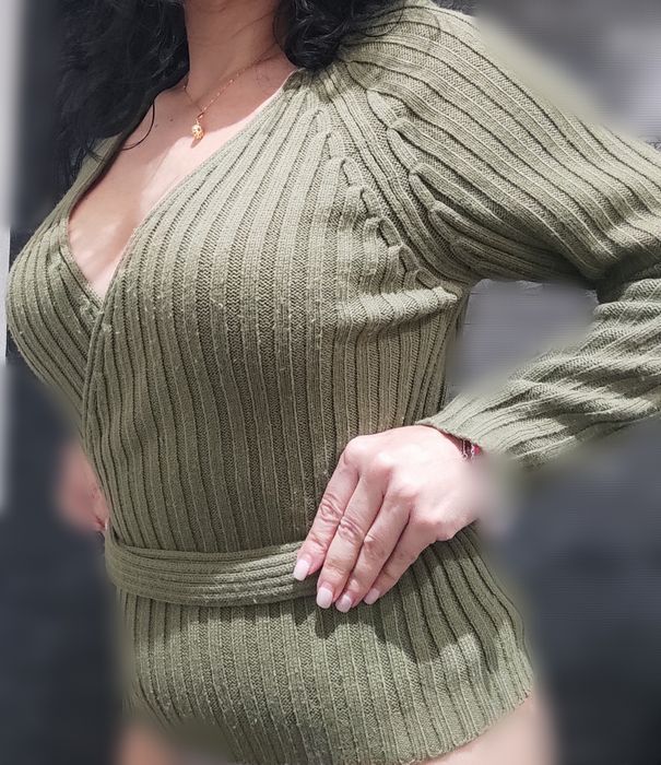 Casaco cruzado de malha quentinha