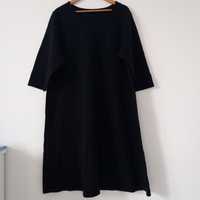 Czarna sukienka odcinana z dłuższym rękawem Zizzi plus size 5XL
