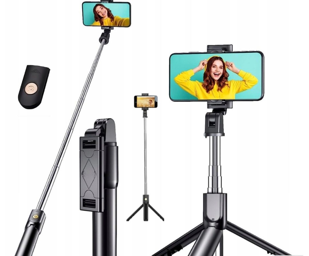 Kijek do selfie stick 3w1 tripod statyw i pilot Bluetooth z uchwytem t