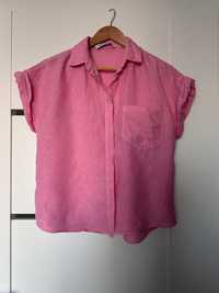 Różowa lniana koszula Zara rozmiar S