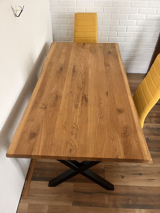 Stół dębowy. Stół w stylu loft. Stół metalowy. Stół jadalniany.