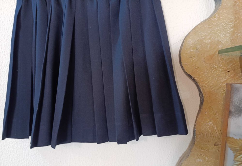 Saia Azul Fazenda às pregas, trespassar aperta lado, 14 anos Trotinete