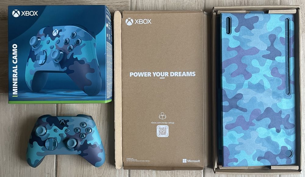 Comando Xbox One (Blue Camo) + Capa Series X +2Jogos + (Extras Oferta)