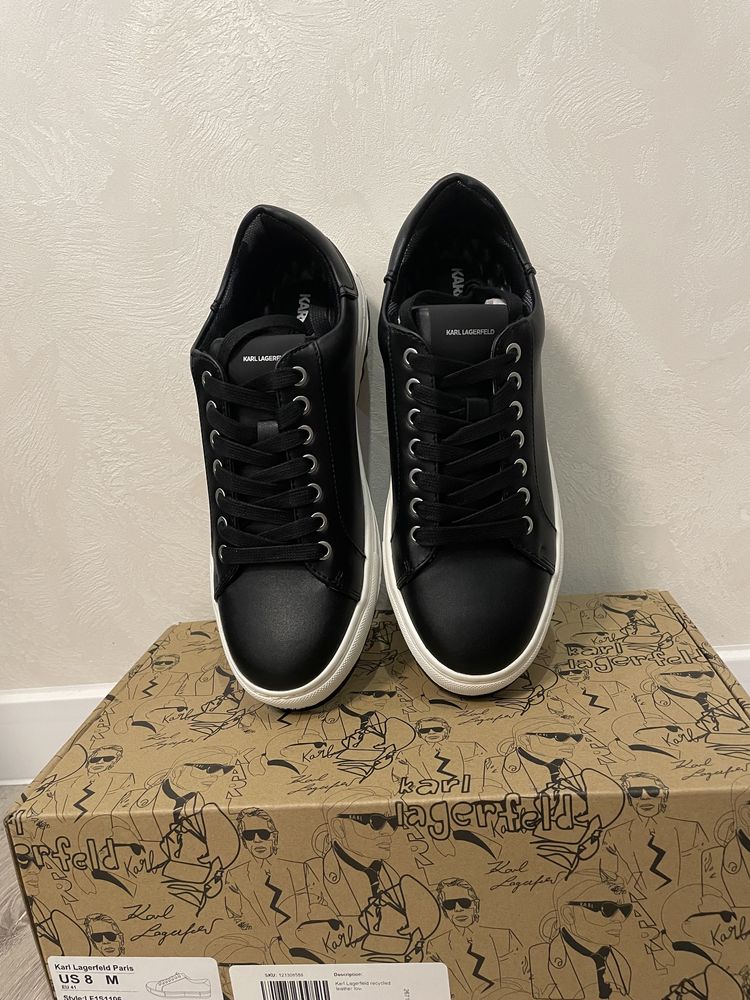 Кроссовки /кеды Karl Lagerfeld leather low sneakers in black