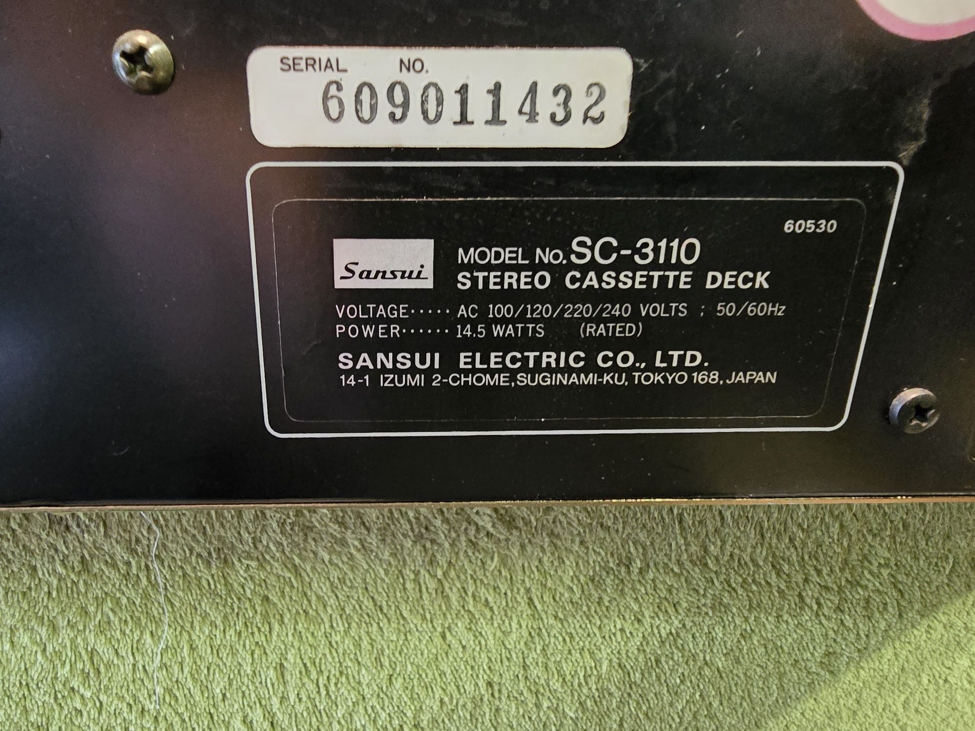 SANSUI SC-3110 magnetofon deck stereo vintage.