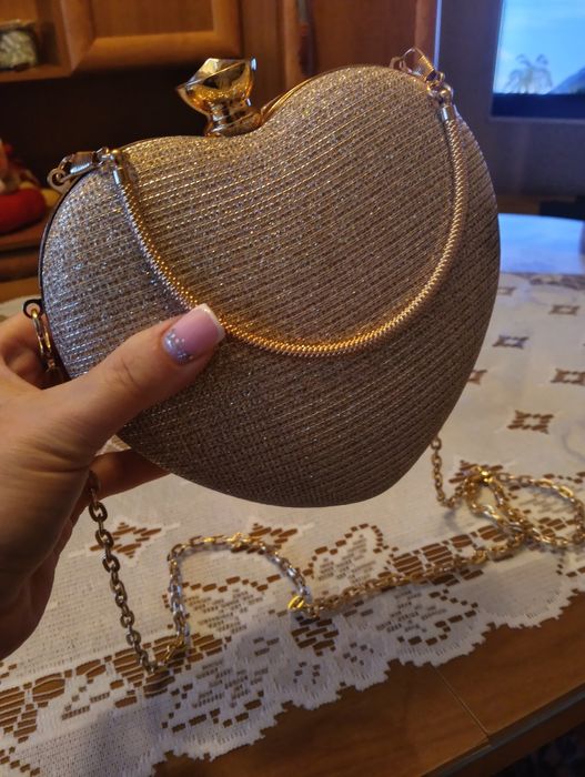 Śliczna złota torebeczka serduszko nowa