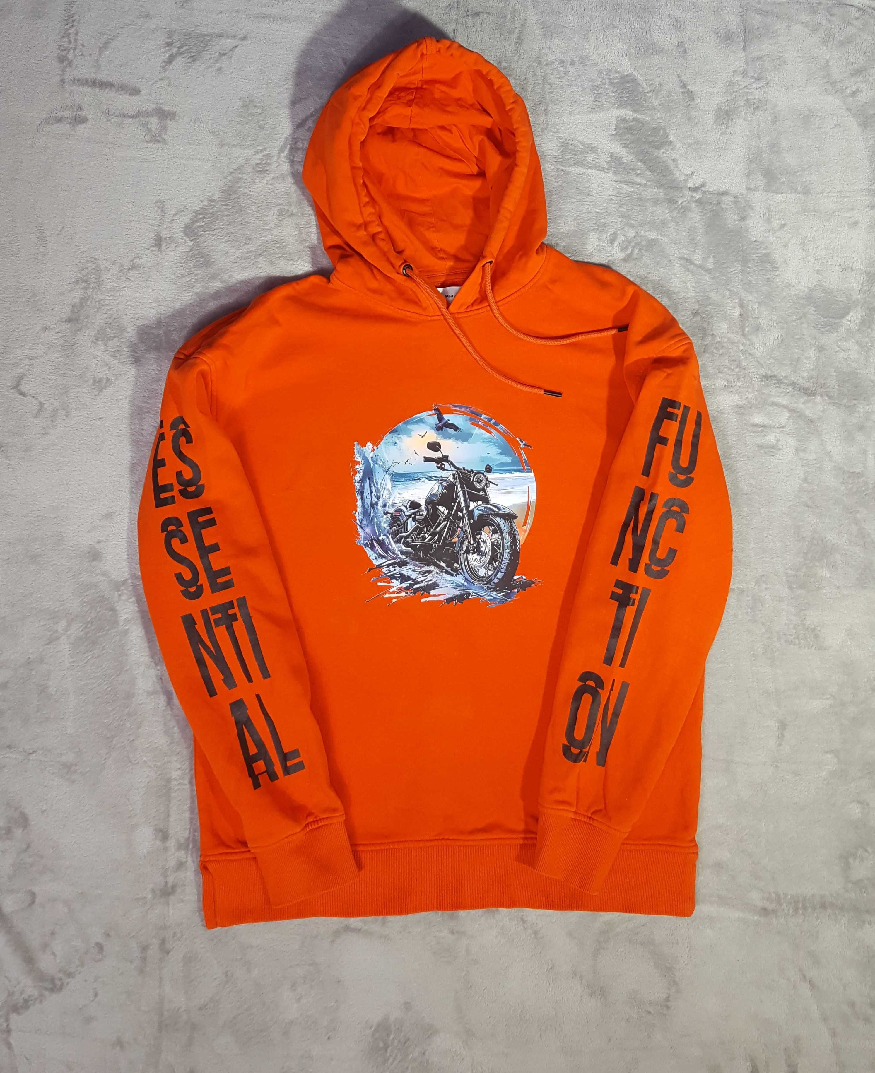 Bluza pomarańczowa z kapturem motoctykl