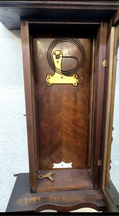 Antyk, duży zegar ścienny z wahadłem  Gustav Becker  Silesia