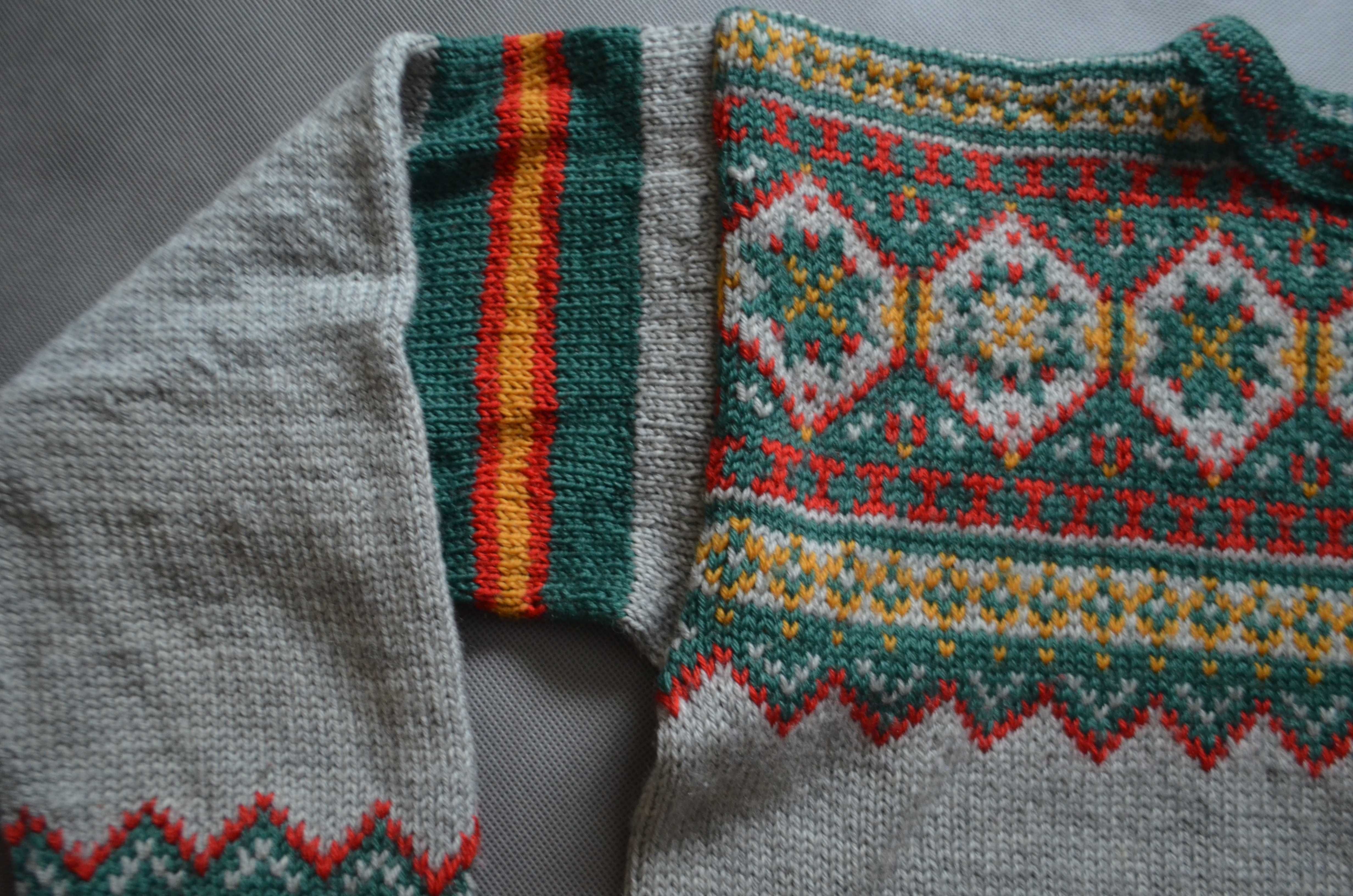 męski sweter wełna 100% na drutach M/L