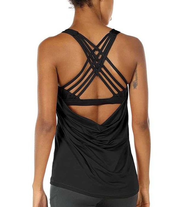 Ефектна чорна спортивна майка для атлетики та фітнесу, занять у залі_М