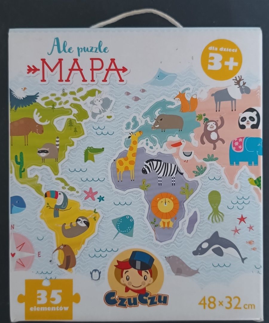 Ale puzzle mapa świata Czu Czu 35 elementów jak nowe