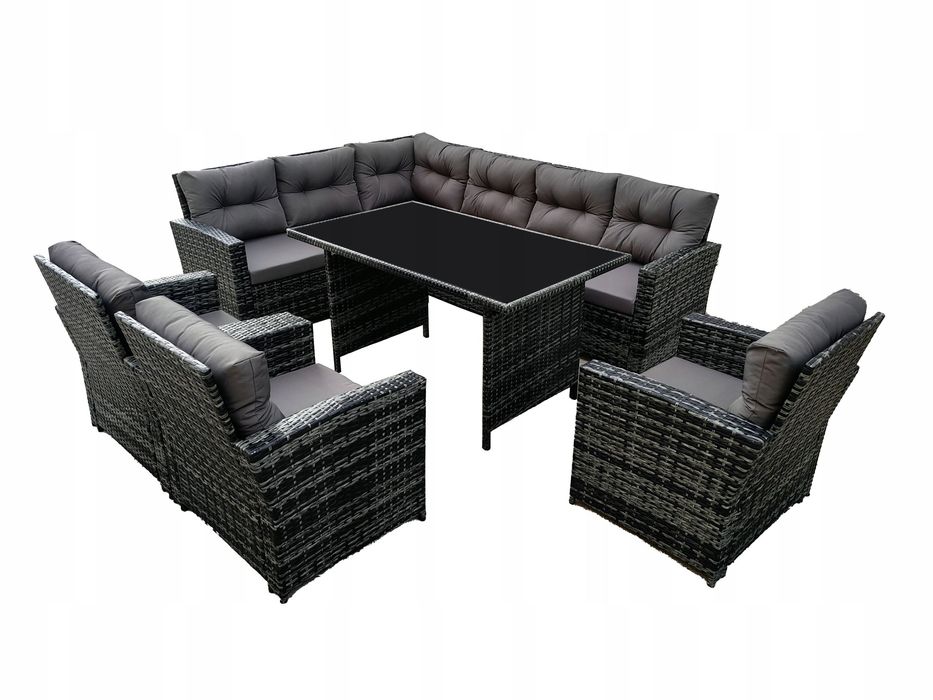 Meble ogrodowe NAROŻNIK 9os Taras technorattan 3xFOTEL komplet