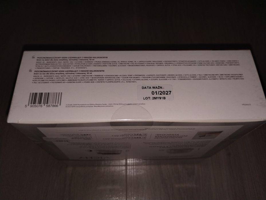 Vichy zestaw krem na dzień i noc NOWY z kwasem hialuronowym 2 x 50ml
