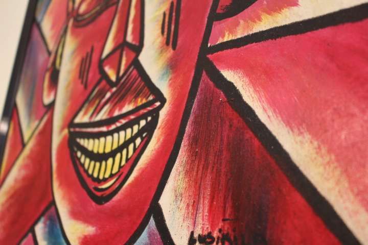 Quadro de Lusikila Óleo s Tela "Máscara" Angolano assinado e datado