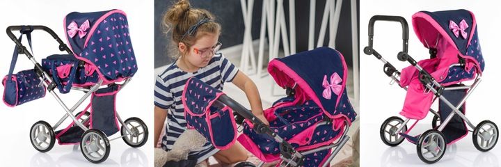 Wózek Dla Lalek Głęboki Spacerówka Gondola 3w1 Kinderplay Torba Poście