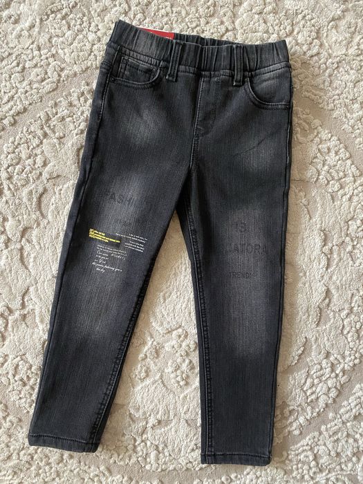 Дитячі зимові чорні джинси на хлопчика/мальчика/фліс 98-128