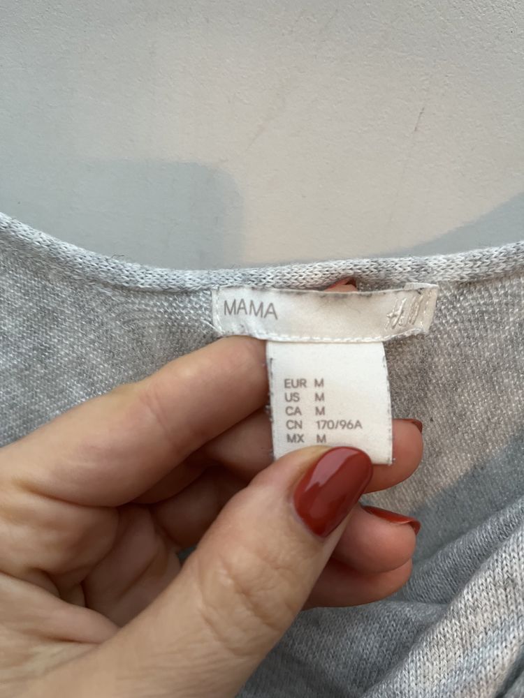 H&M szary sweter kopertowy ciążowy MAMA 38